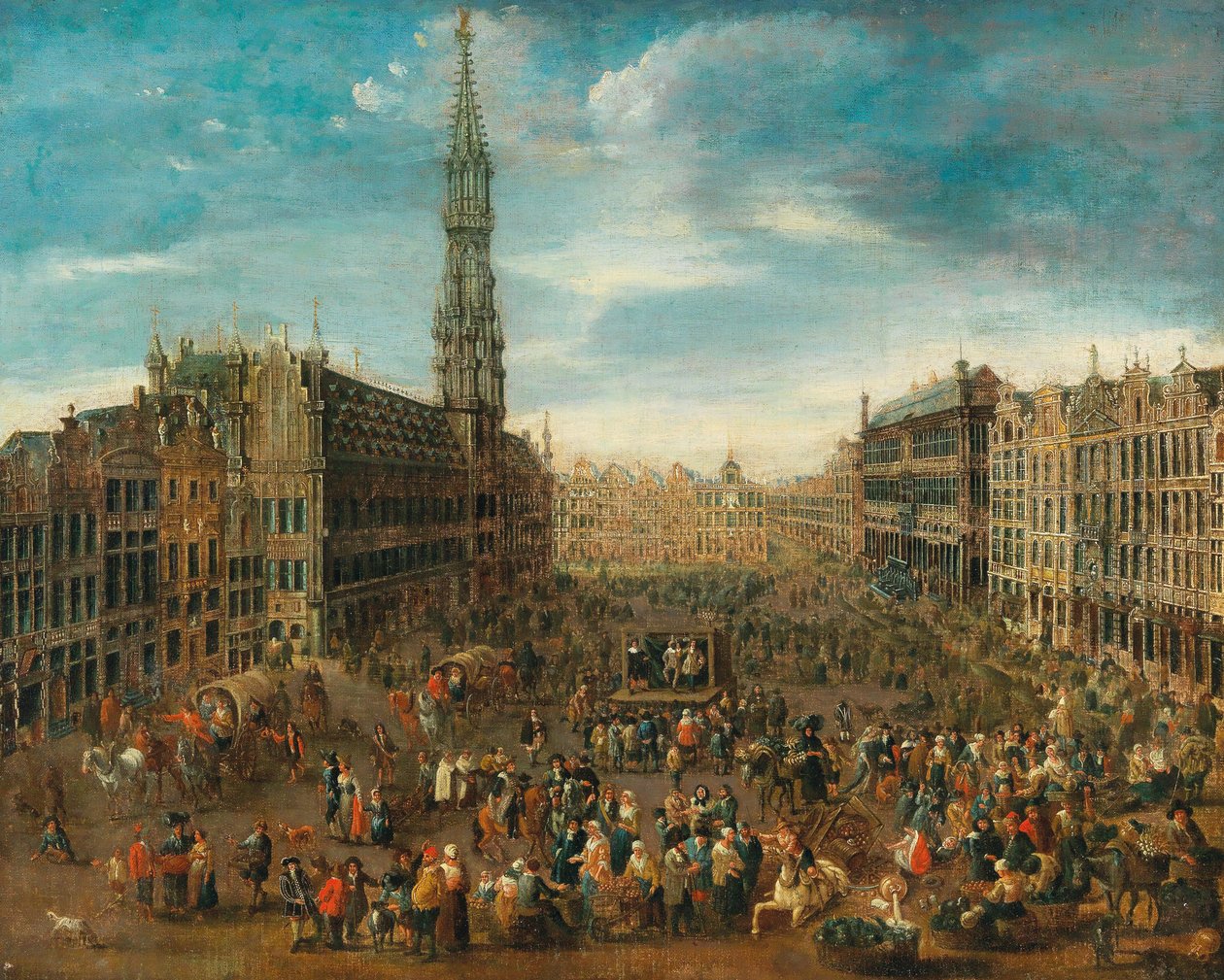 Piaci jelenet a brüsszeli Grand Place-en, kb. 1670. alkotó: Unbekannt