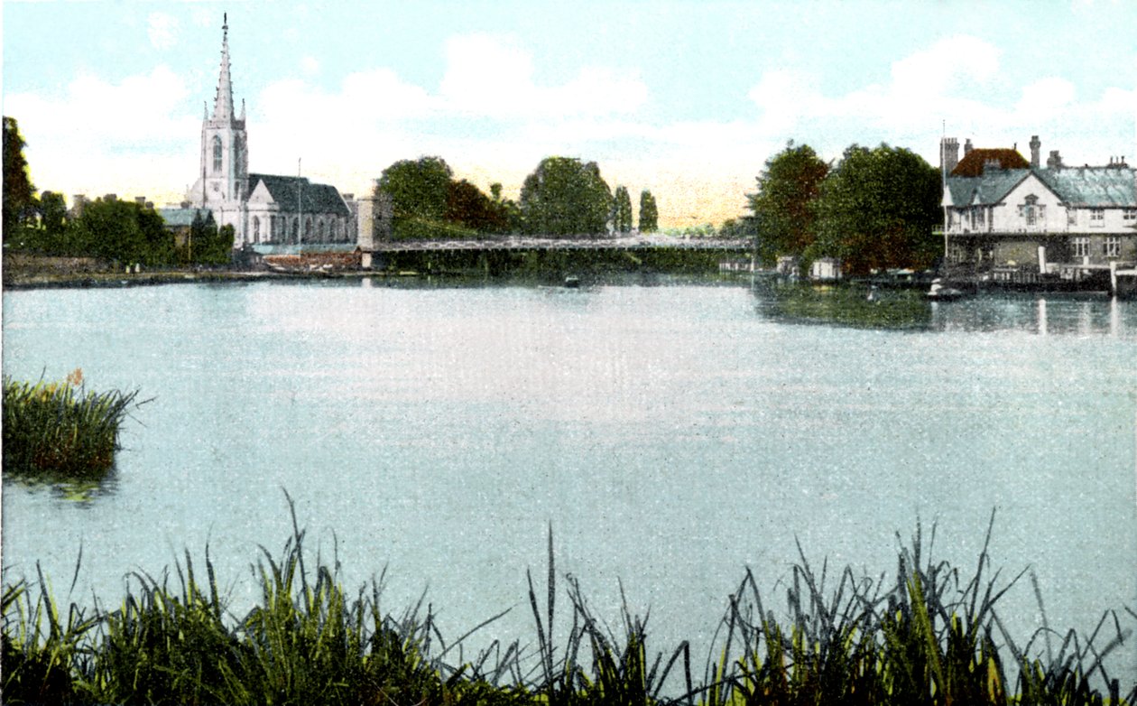 Marlow híd és templom, Buckinghamshire, XX. század alkotó: Unbekannt
