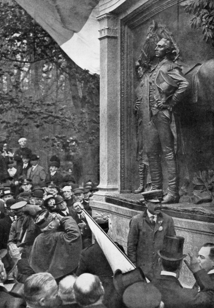 Joffres marsall tisztelgés de Lafayette márki előtt, Prospect Park, Brooklyn, New York, USA, 1917 alkotó: Unbekannt
