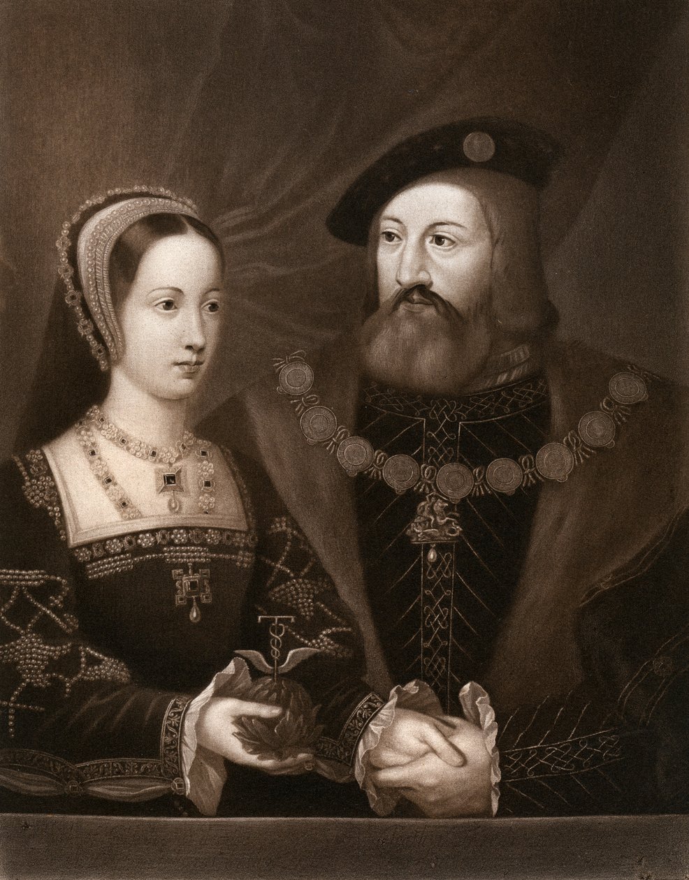 Mary Tudor és Charles Brandon, Suffolk hercege, 1515, 1902 alkotó: Unbekannt
