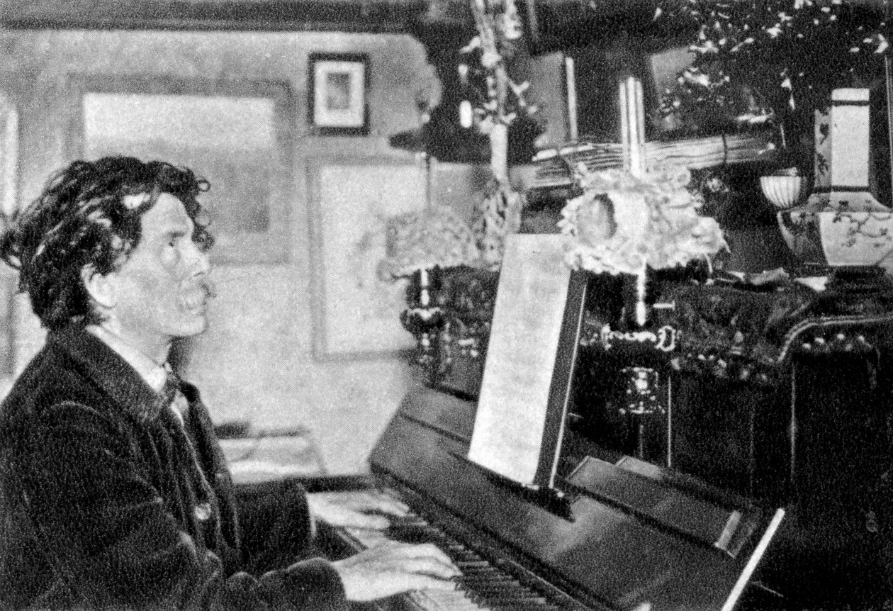 Maurice Rollinat francia költő, zongorázik, 1902 alkotó: Unbekannt