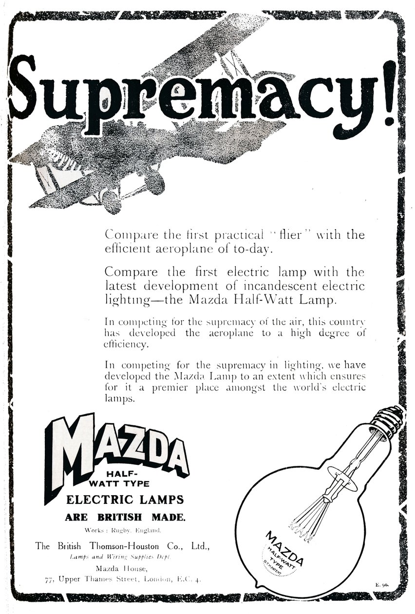 Mazda félwattos elektromos lámpák hirdetése, 1919 alkotó: Unbekannt