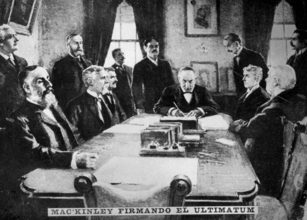 McKinley aláírja az ultimátumot, 1898. április 12., 1910 alkotó: Unbekannt