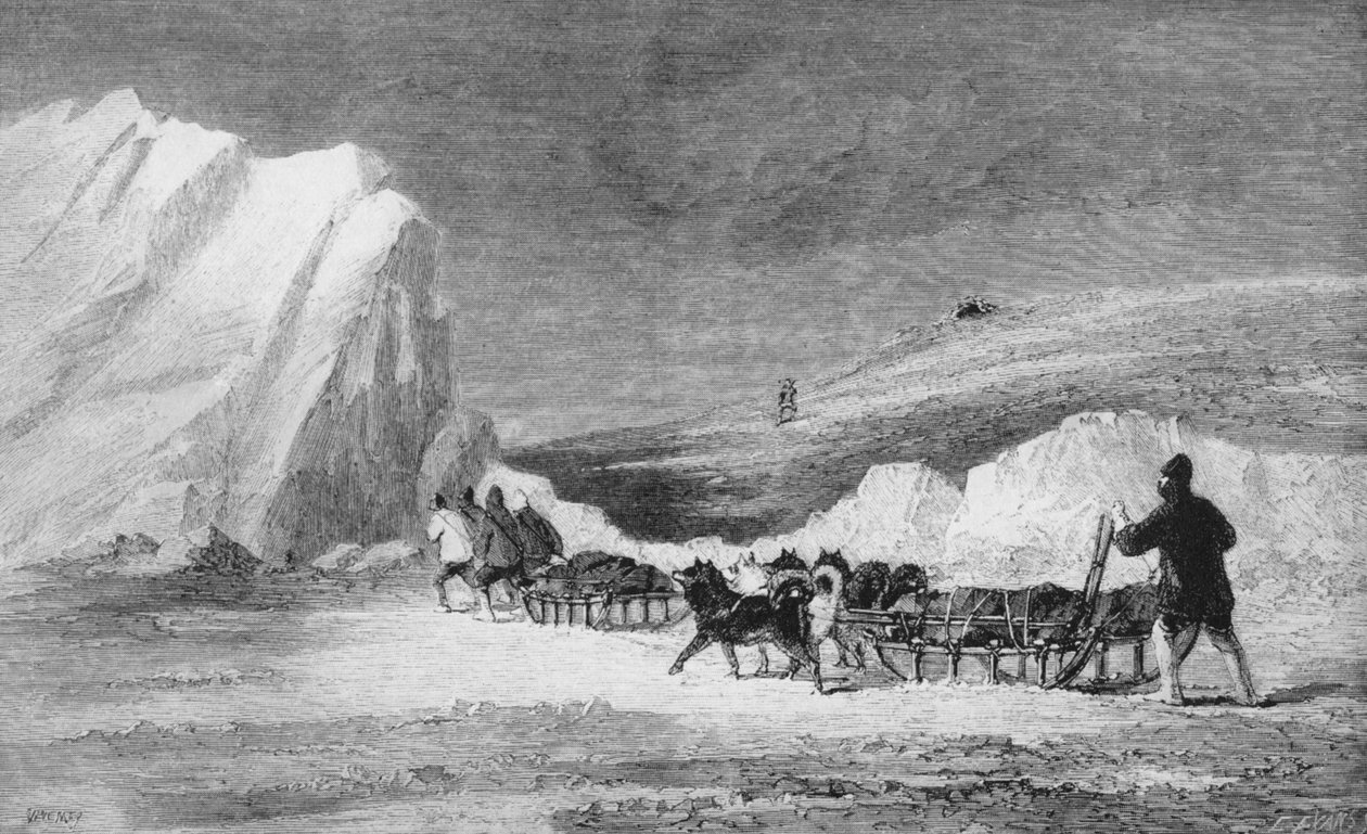 A McLintocks keresőcsapata megtalálta Franklin egyik Cairns-jét a Herschel-fokon, 1859, 1928 alkotó: Unbekannt