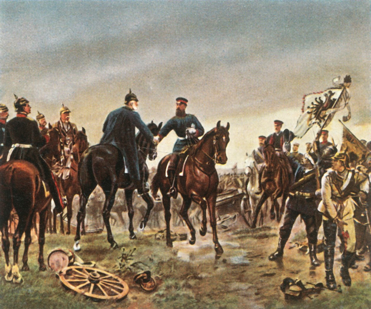 I. Vilmos király és Friedrich Wilhelm koronaherceg találkozója a...Königgrätzben, 1866. július 3-án, 1936. alkotó: Unbekannt