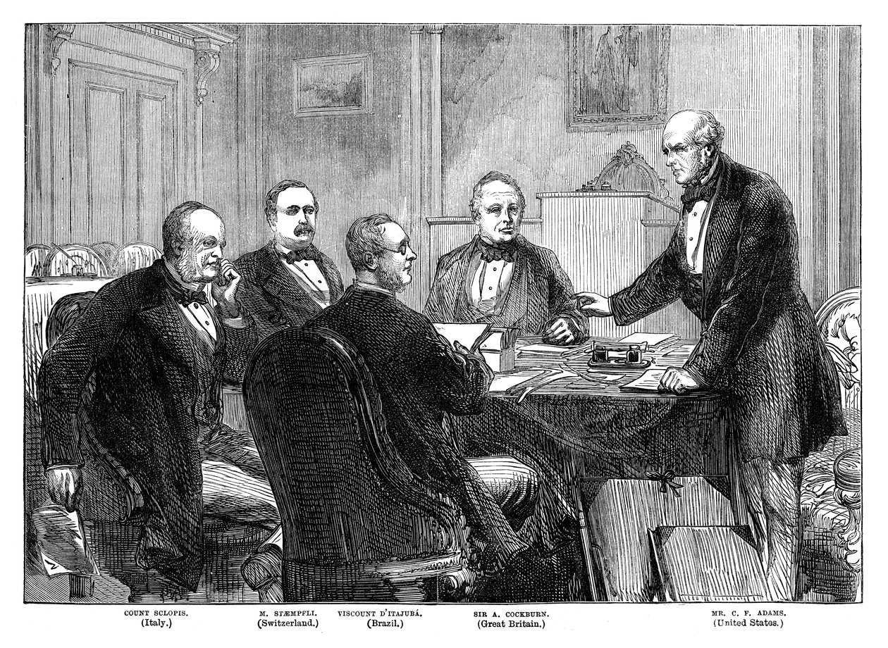 A választottbírók találkozója az alabamai követelésekről Genfben, 1871, 19. század vége alkotó: Unbekannt