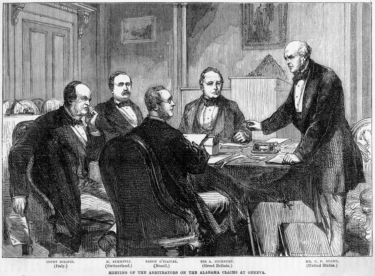 A választottbírók találkozója az Alabama Claims ügyében, Genf, Svájc, c1865-c1870 alkotó: Unbekannt