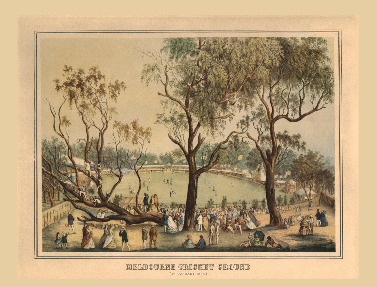 Melbourne-i krikettpálya, 1864. január 1. alkotó: Unbekannt
