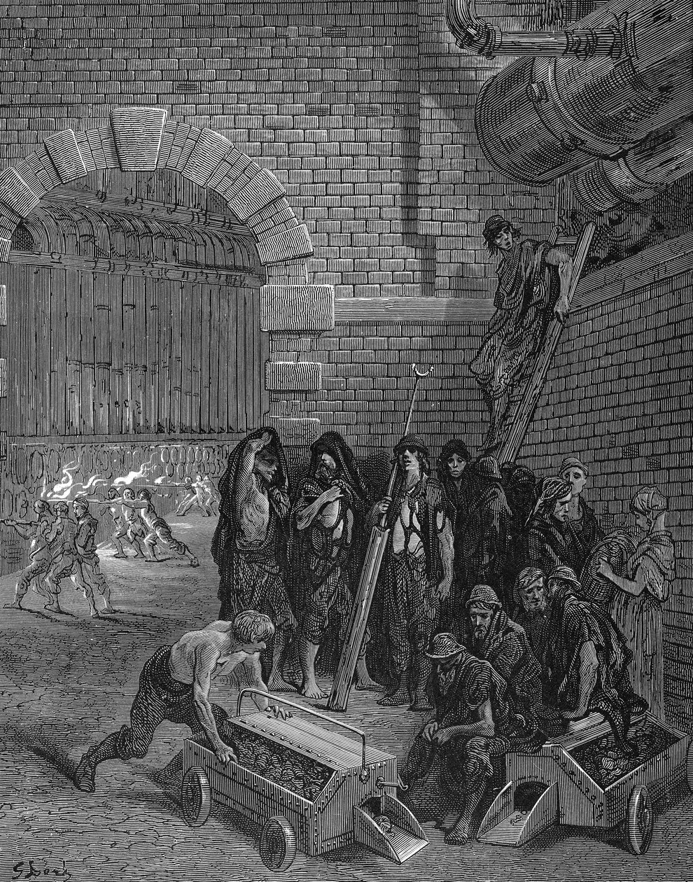 Férfiak szünetet tartva a retorták vádjával, Lambeth Gasworks, 1872 alkotó: Unbekannt