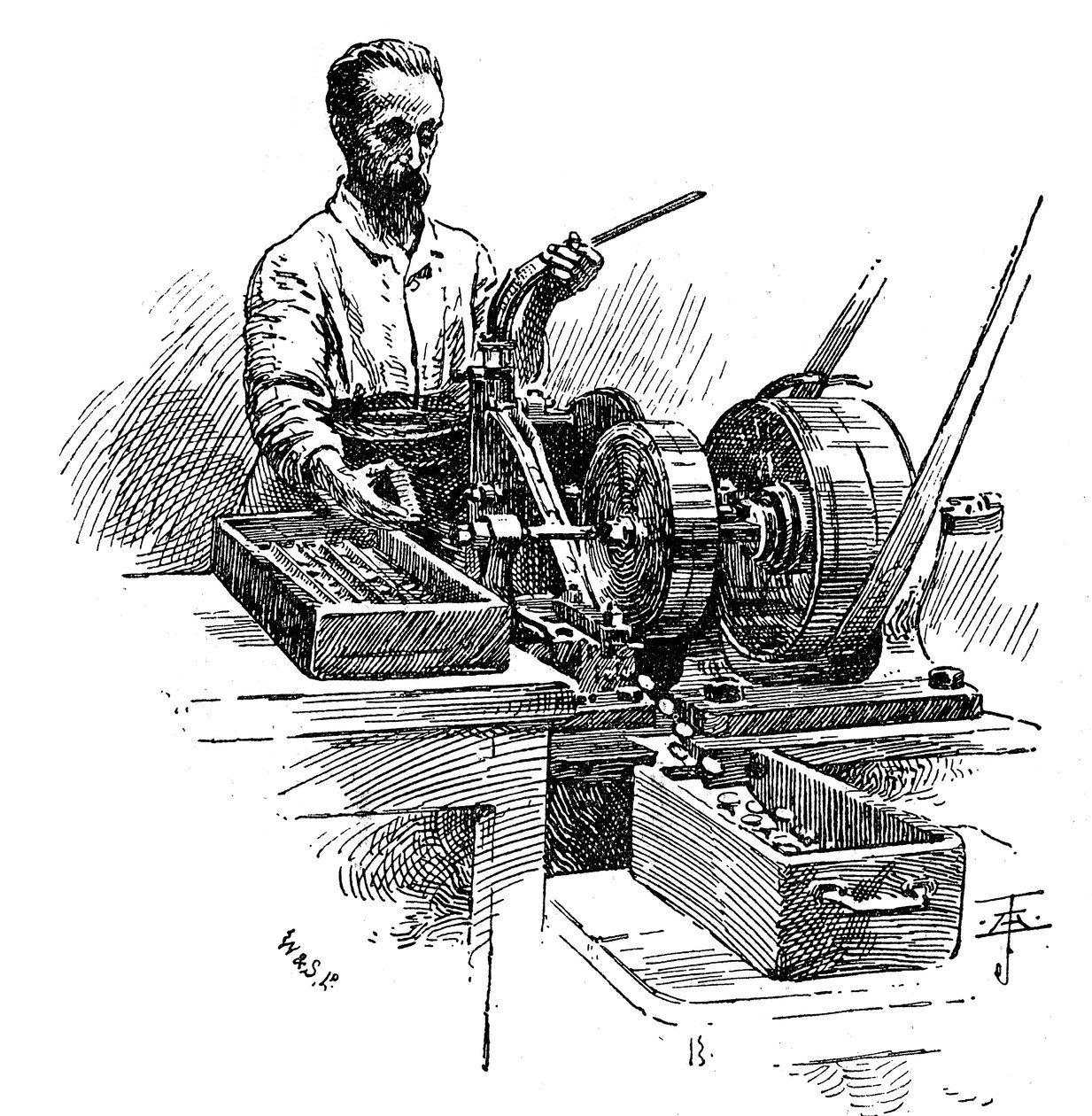 Érmék éleinek marása, Royal Mint, London, 1891 alkotó: Unbekannt