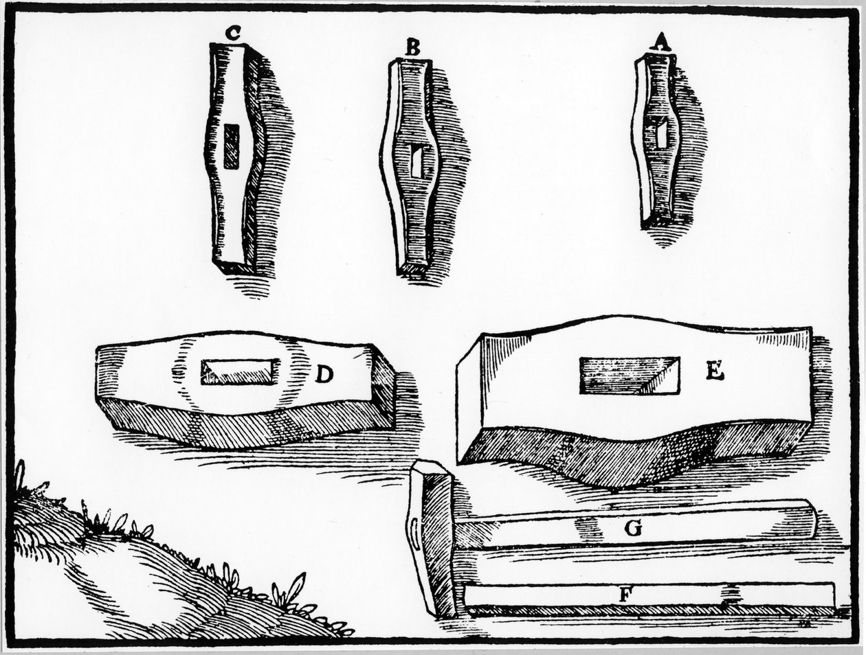 Különféle méretű bányászkalapácsok, 1556 alkotó: Unbekannt