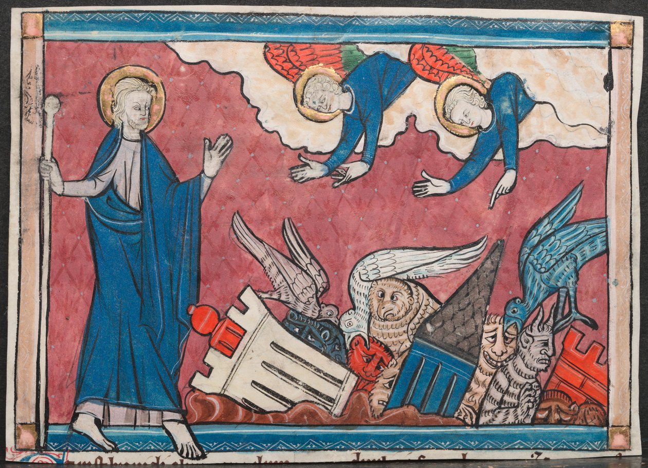 Miniatűr az Apokalipszis kéziratából: Babilon bukása, c. 1295. alkotó: Unbekannt
