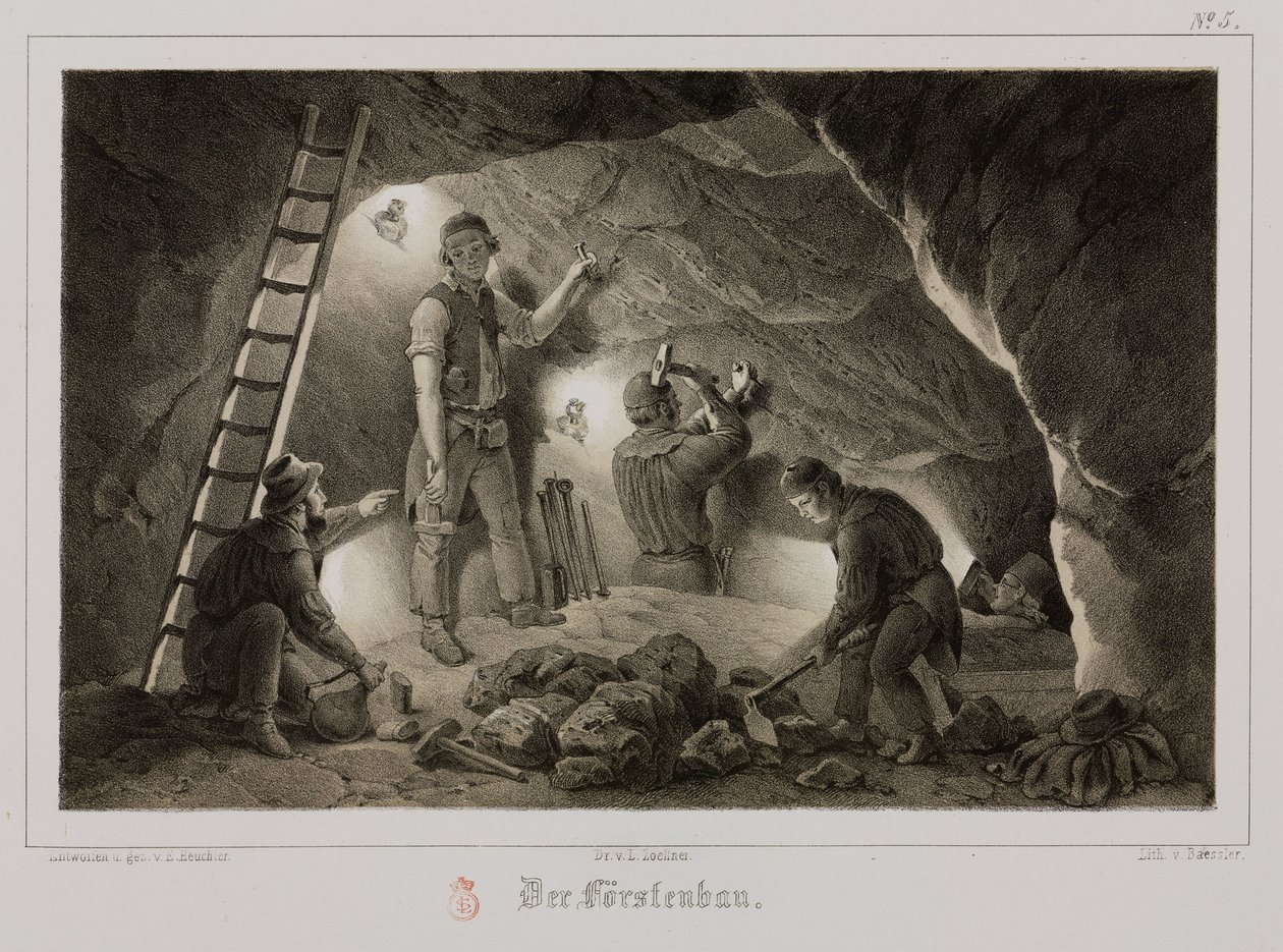 Bányászat, fémércbányászok, Németország, 1851 alkotó: Unbekannt