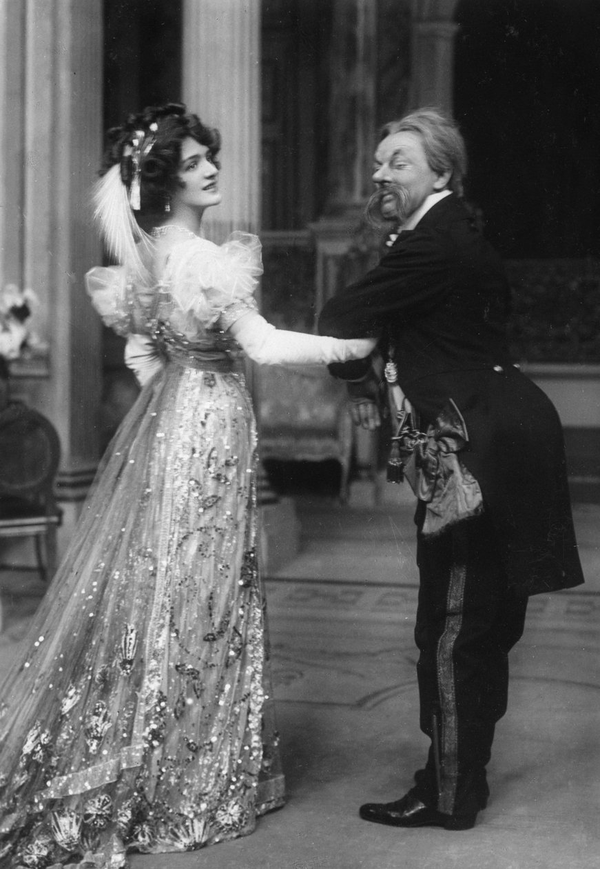 Miss Lily Elsie és Mr. George Graves a Vidám özvegyben, XX. század alkotó: Unbekannt