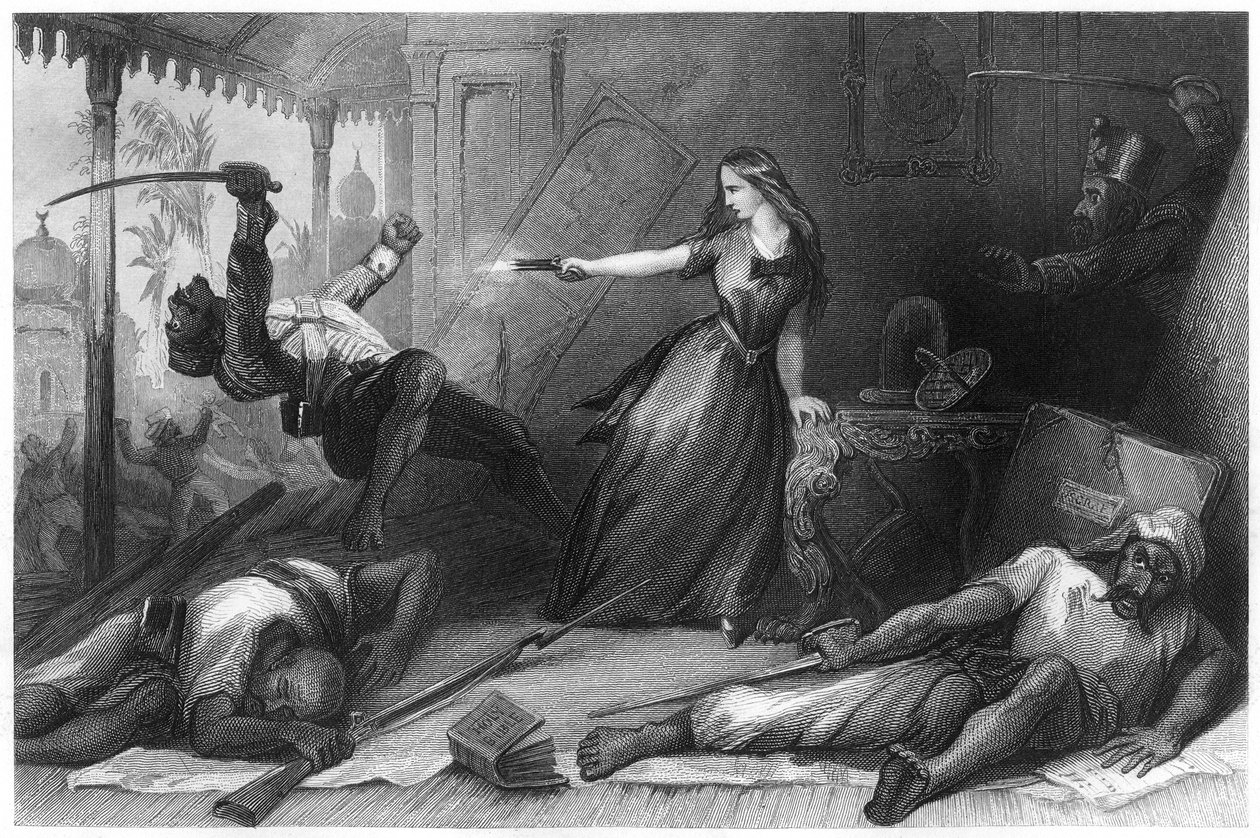 Miss Wheeler védekezik a Sepoyok ellen Cawnpore-ban, 1857, 1860 alkotó: Unbekannt