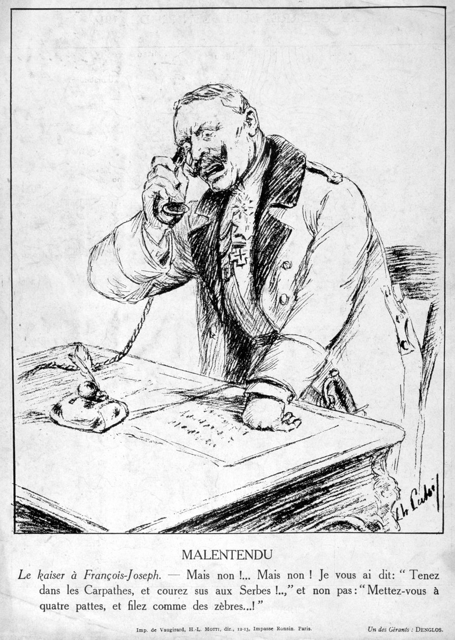 Félreértés, karikatúrák a német Guillaume II-ről, 1915 alkotó: Unbekannt