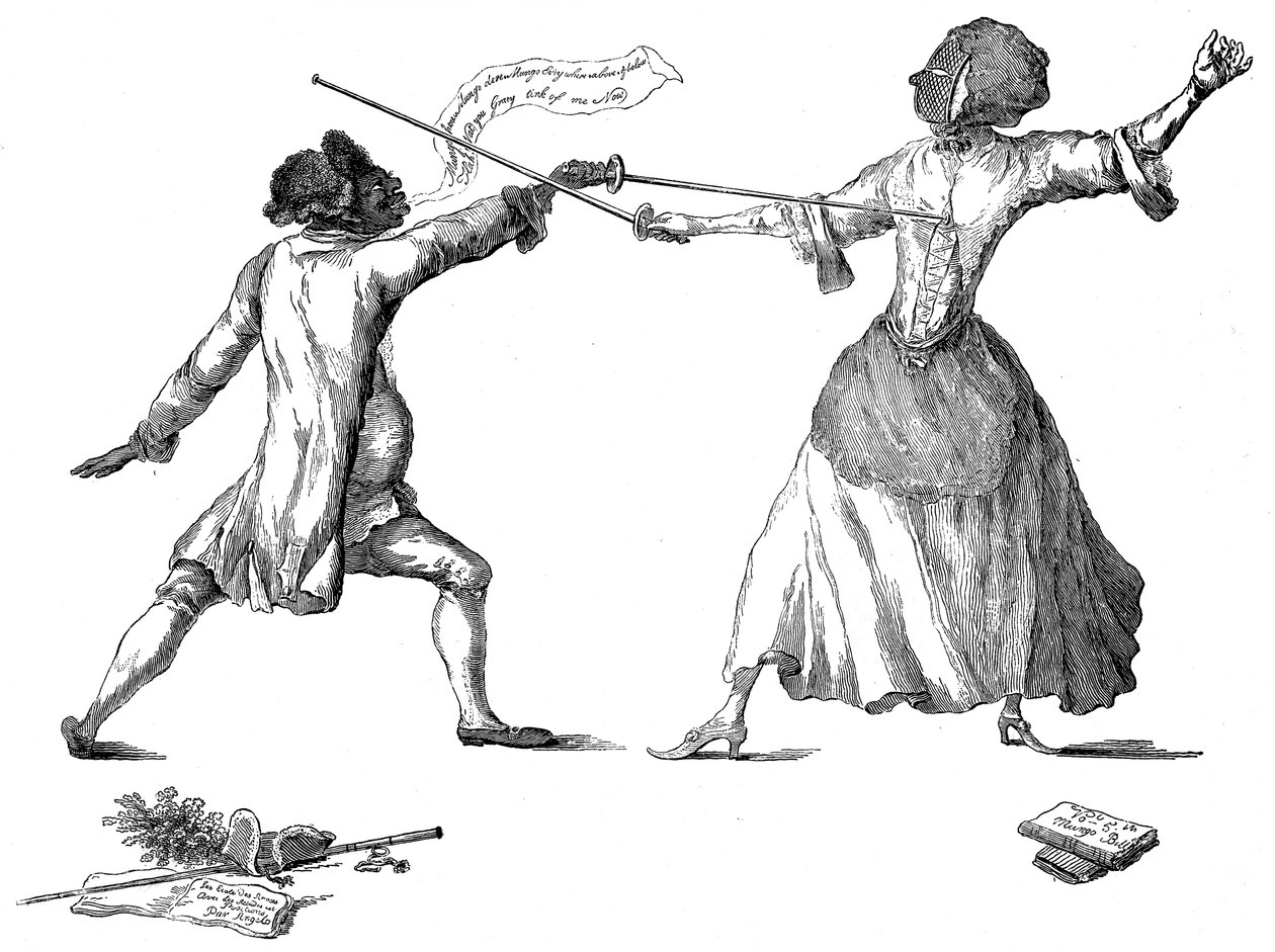 Mlle la Chevaliere dEon de Beaumont vívás a Carlton House-ban, 1787. április 9. alkotó: Unbekannt