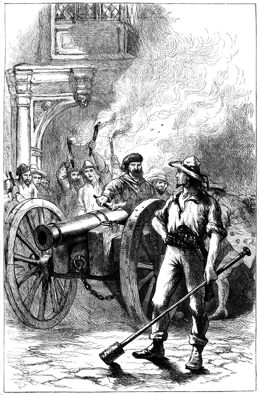 Maffia lövöldözés a bíróság előtt, ahol Alexander McLeod börtönben volt, 1840 c1880 alkotó: Unbekannt