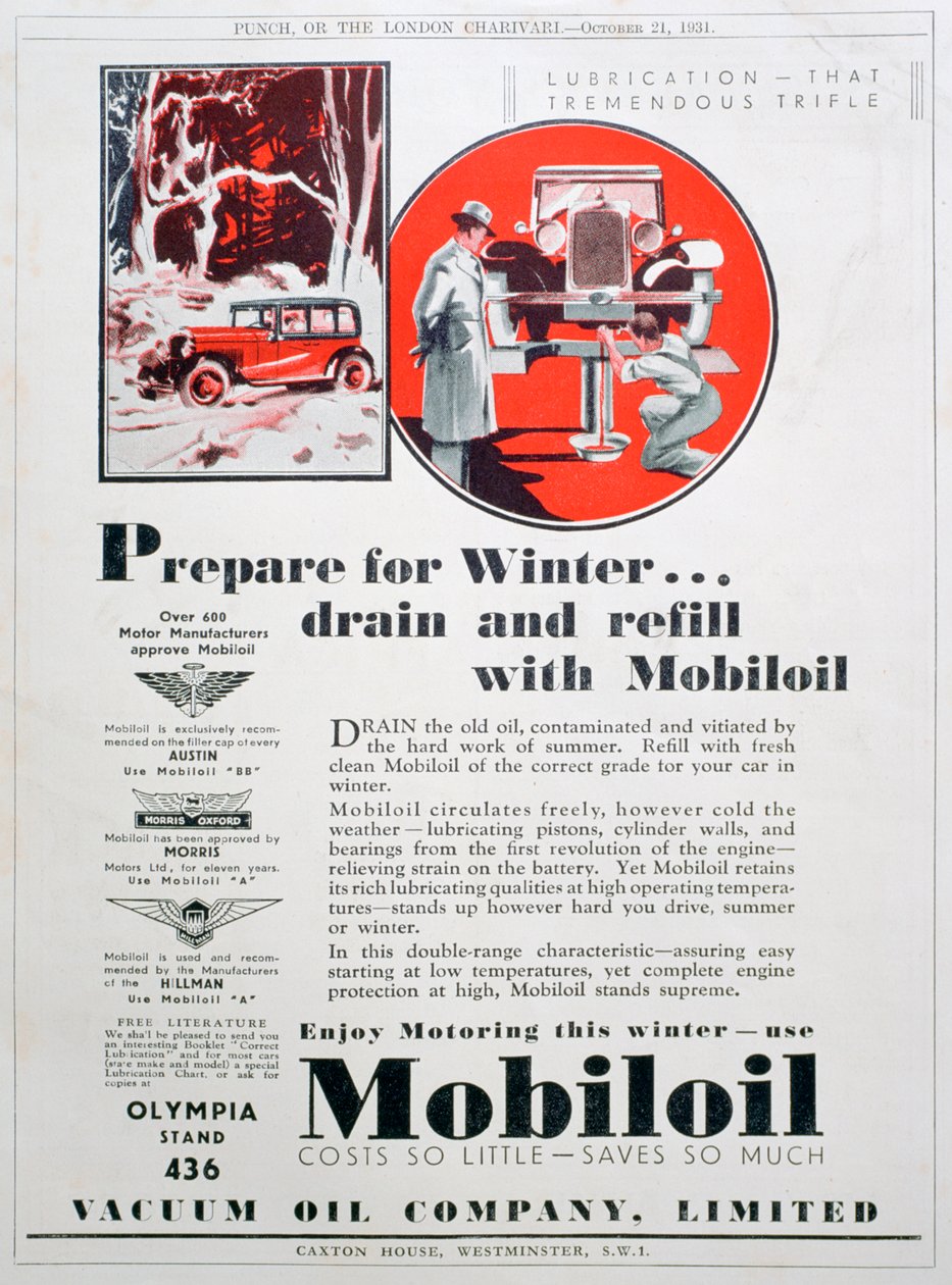 Mobiloil motorolaj hirdetés, 1931 alkotó: Unbekannt