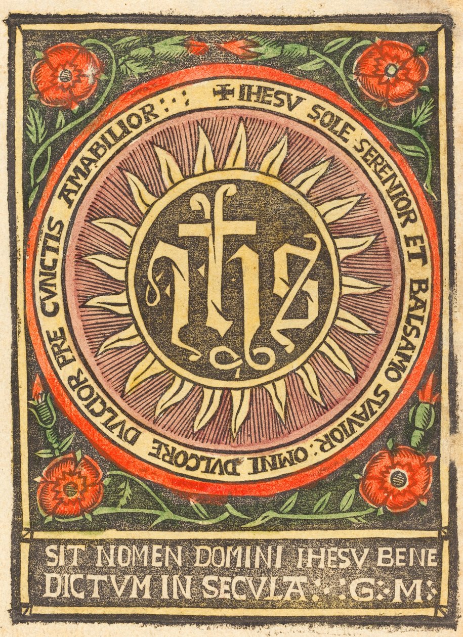 Monogram JHS lángoló körben, c. 1500. alkotó: Unbekannt