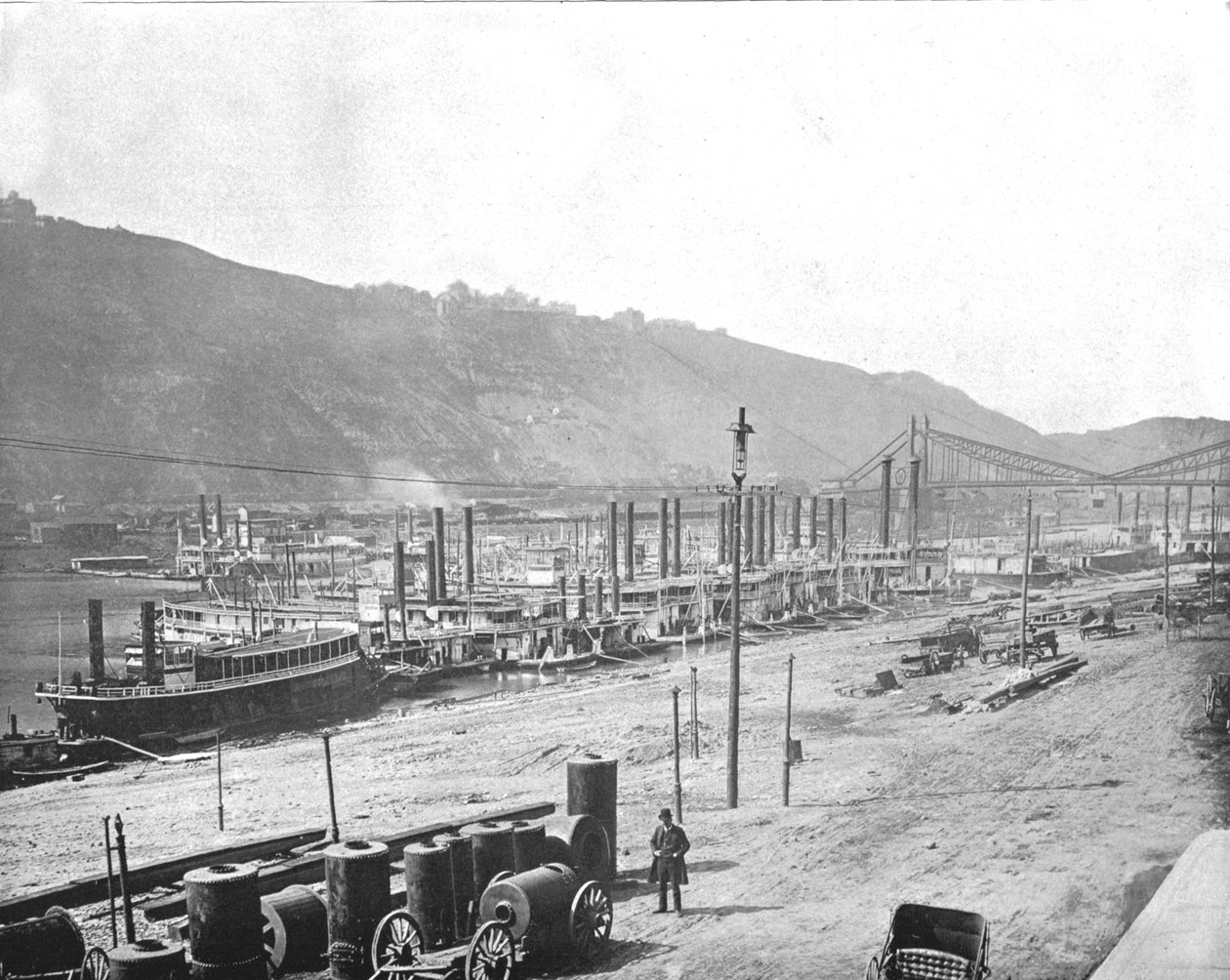 Monongahela Wharf, Pittsburgh, Pennsylvania, USA, 1900 körül. alkotó: Unbekannt