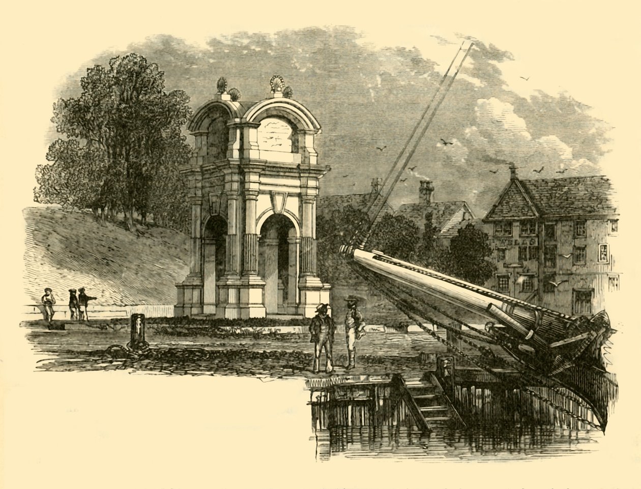 Emlékmű New Plymouthban, a zarándokatyák partraszállásának helyére, 1890. alkotó: Unbekannt