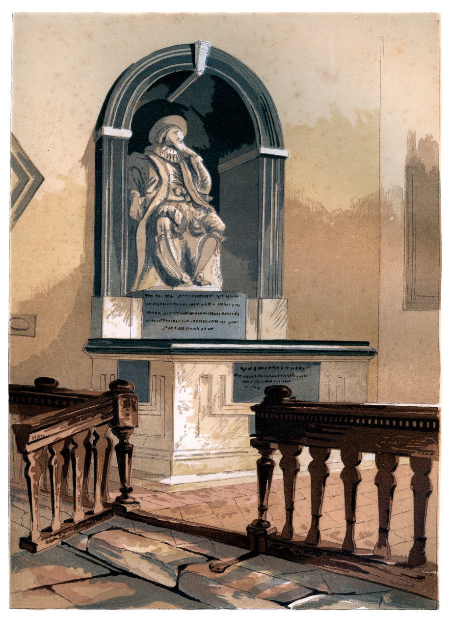Francis Bacon emlékműve a St Michaels templomban, St Albans közelében, Hertfordshire, 1850 alkotó: Unbekannt