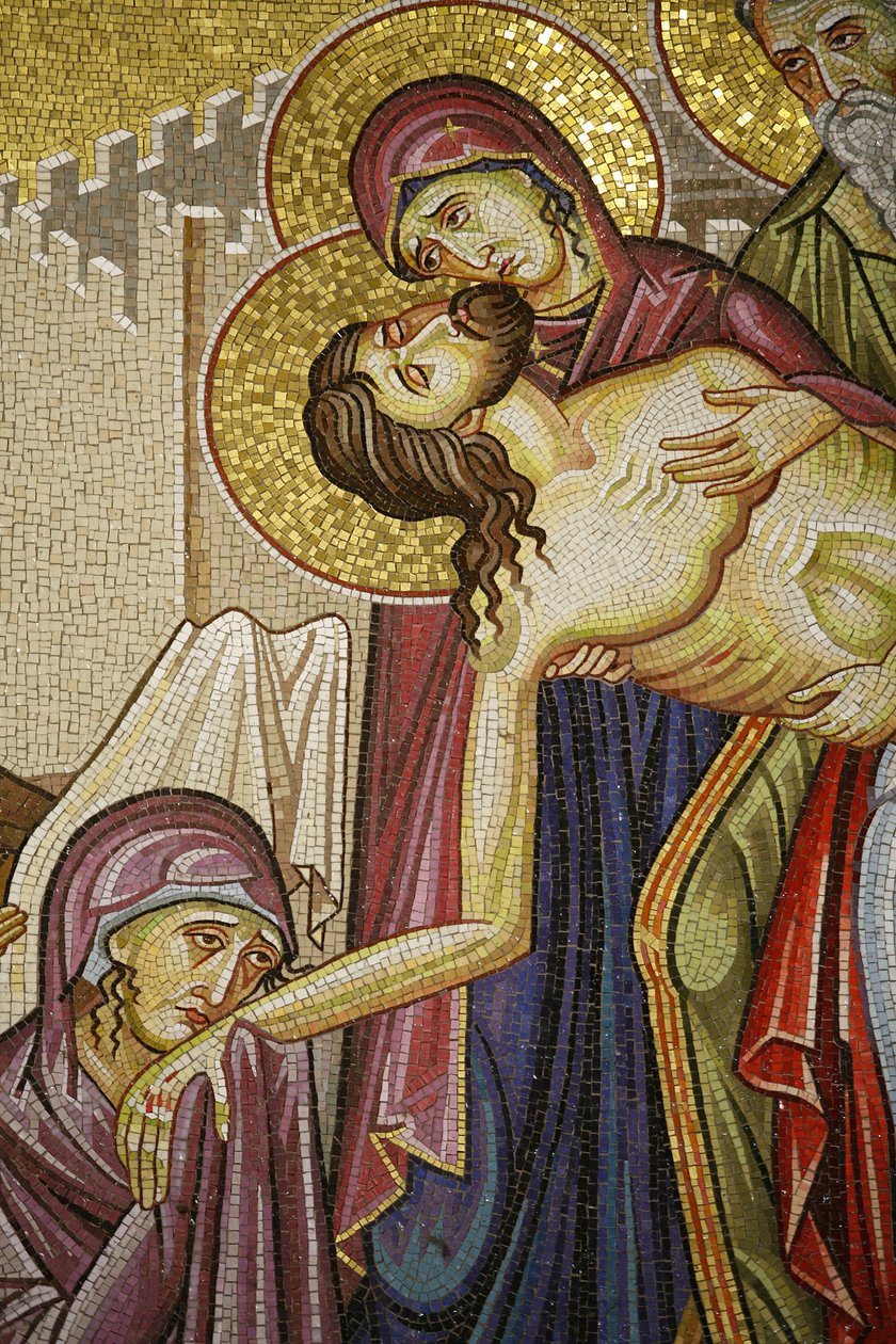 Krisztus halálának mozaikja a Szent Sír templomban, Jeruzsálem, Izrael alkotó: Unbekannt