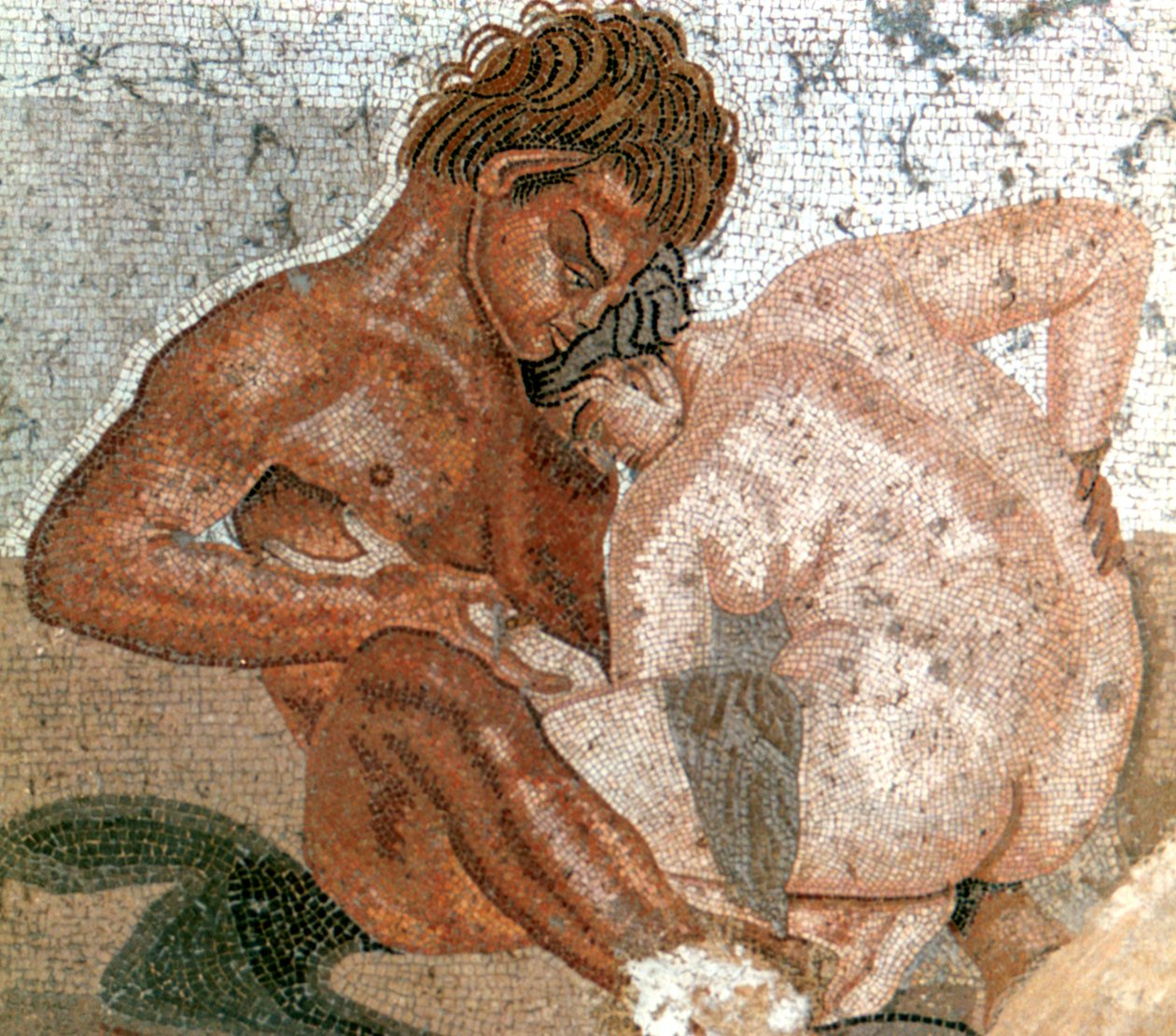 Szatír és nimfa mozaikja, Faun háza, Pompeii, Olaszország alkotó: Unbekannt