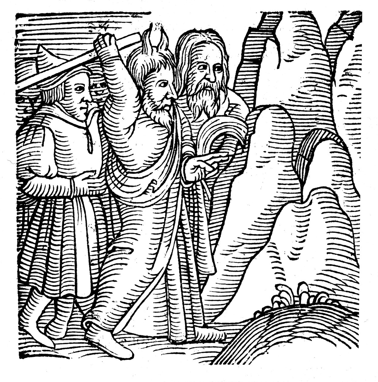 Mózes megüti a sziklát a pusztában és vizet termel, 1557 alkotó: Unbekannt