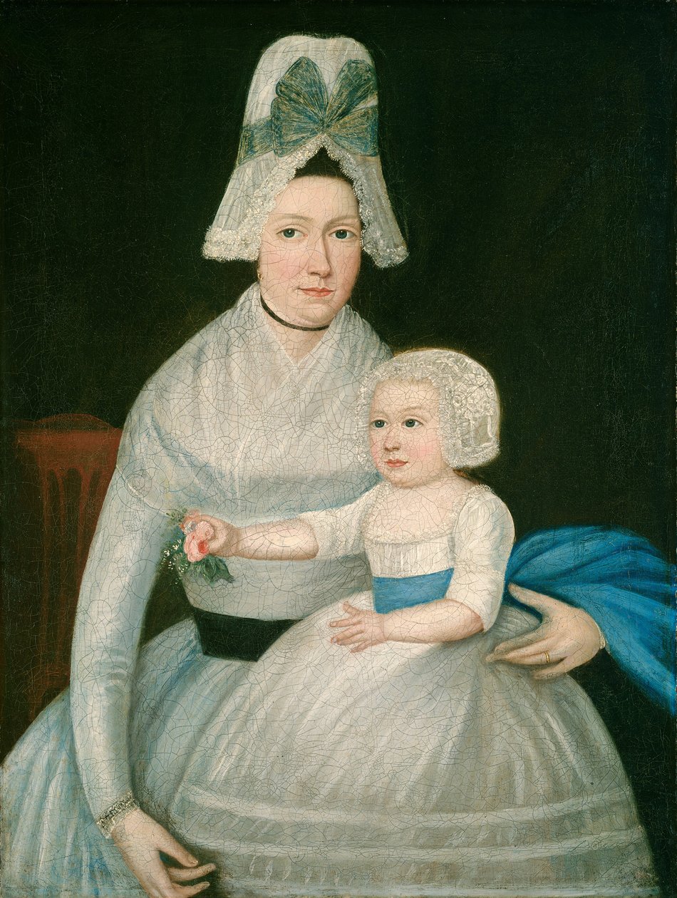 Anya és gyermeke fehérben, c. 1790. alkotó: Unbekannt