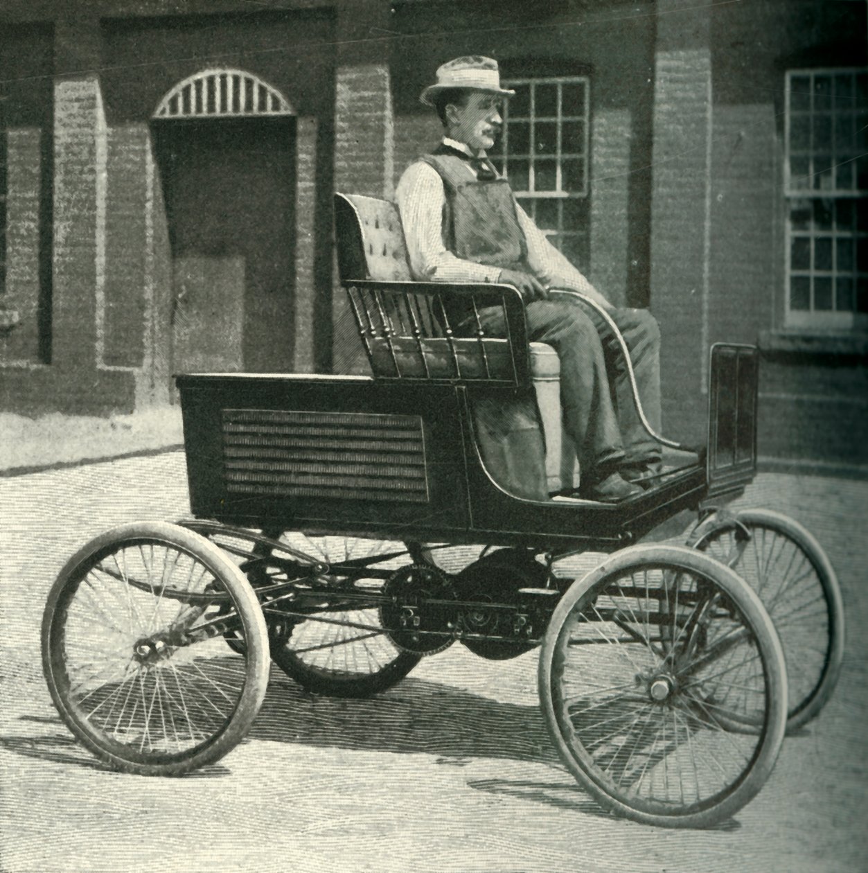 Új akkumulátorral felszerelt autó, 1902. alkotó: Unbekannt