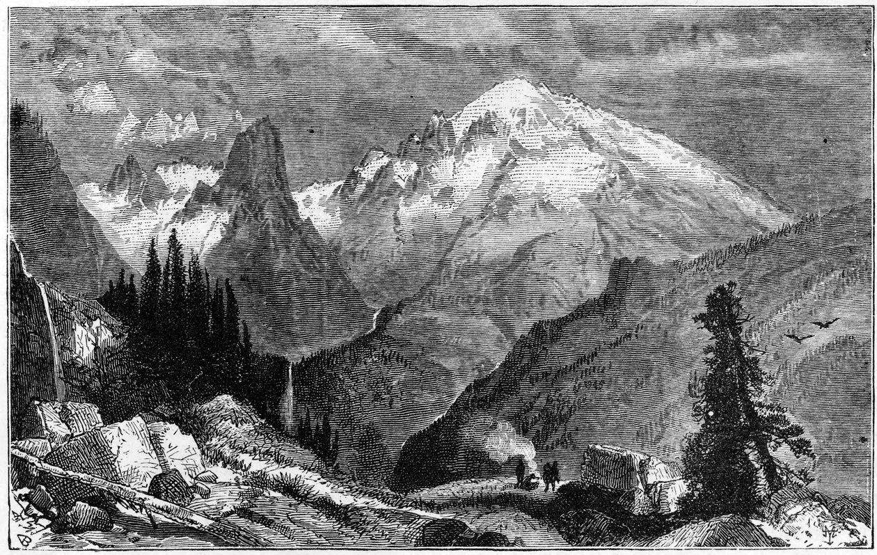 Mount Shasta, a Sierra Nevada északi csúcsa, Kalifornia, USA, 1870 alkotó: Unbekannt