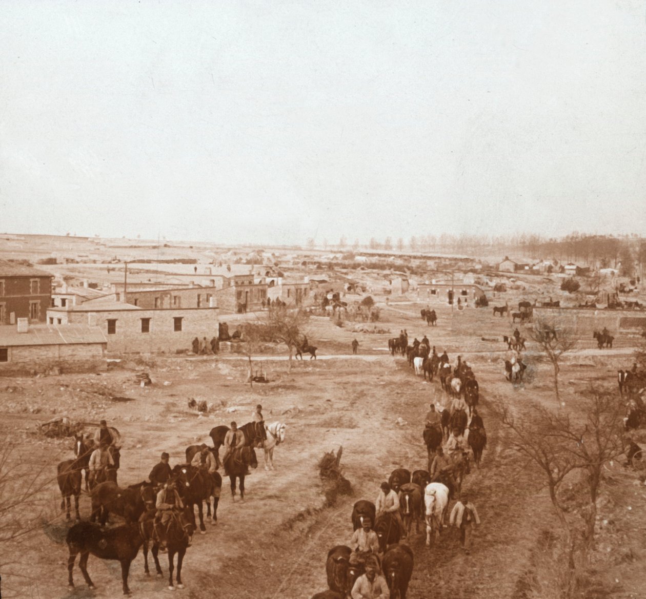 Lovas katonák, Somme-Tourbe, Észak-Franciaország, c1914-c1918 alkotó: Unbekannt