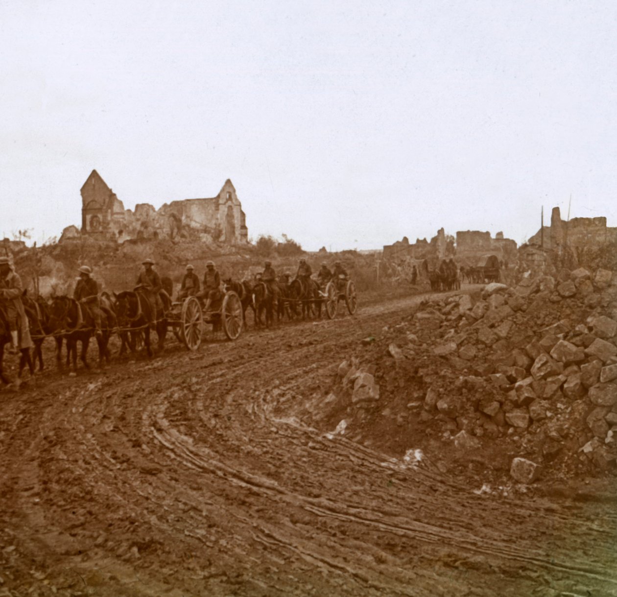 Lovas katonák, Somme, Észak-Franciaország, c1914-c1918 alkotó: Unbekannt