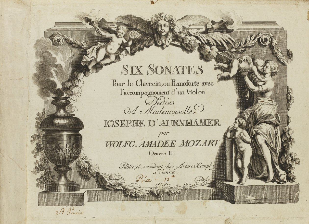 Mozart: Hat szonáta csembalóra vagy zongorára hegedűkísérettel Mademo-nak szentelve alkotó: Unbekannt