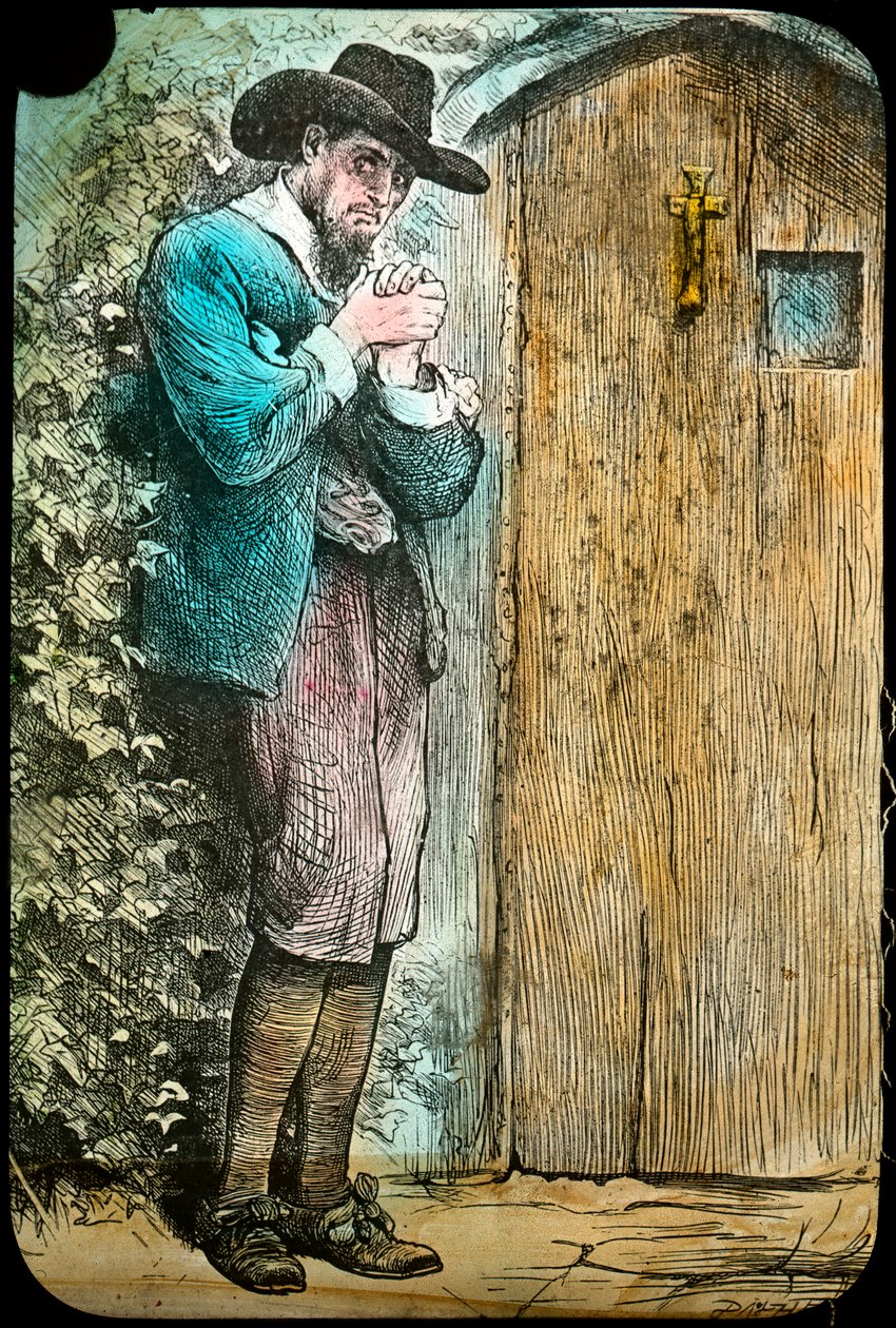 Mr Fearing a kapuban, a Pilgrims Progress című filmből, a 19. század végén vagy a 20. század elején alkotó: Unbekannt