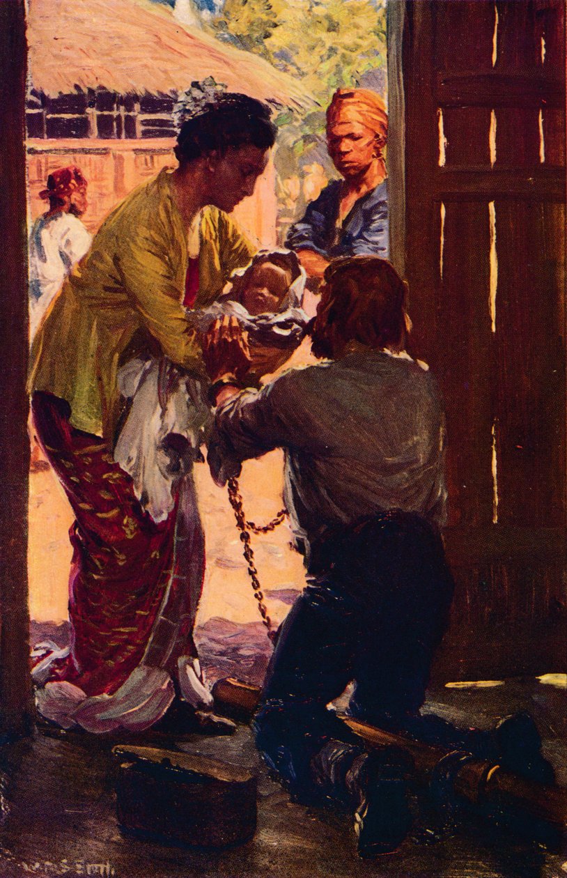 Mrs. Judson elviszi gyermekét leláncolt férjéhez, c1912 alkotó: Unbekannt