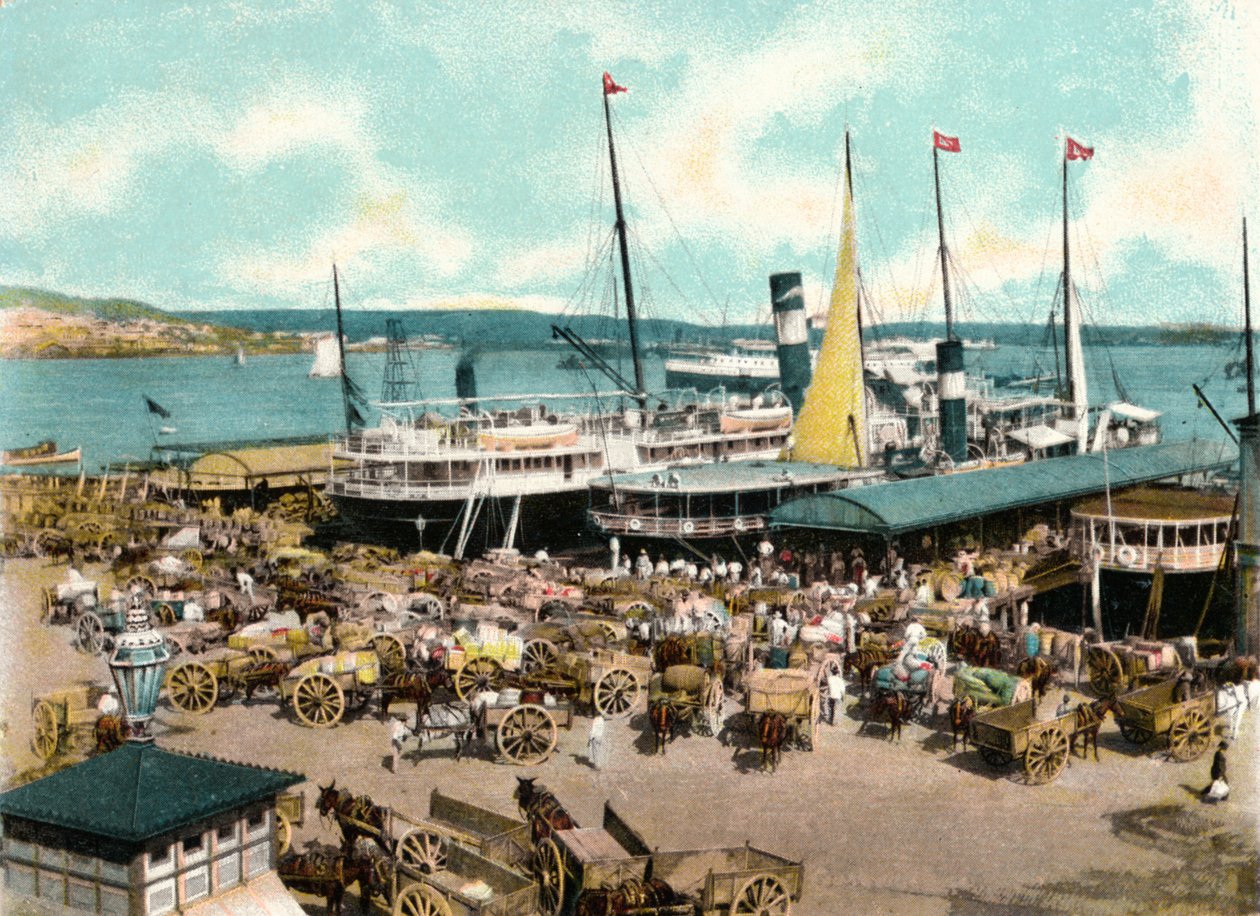Muelle de Luz kikötő kompokkal, Havanna, Kuba, 1904 alkotó: Unbekannt
