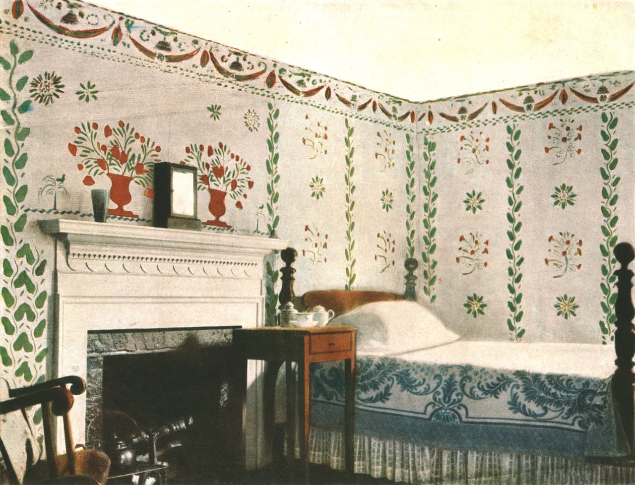 Falfestmény egy szobában a Bois House-ban, Riverton, Connecticut, USA, 1928. alkotó: Unbekannt