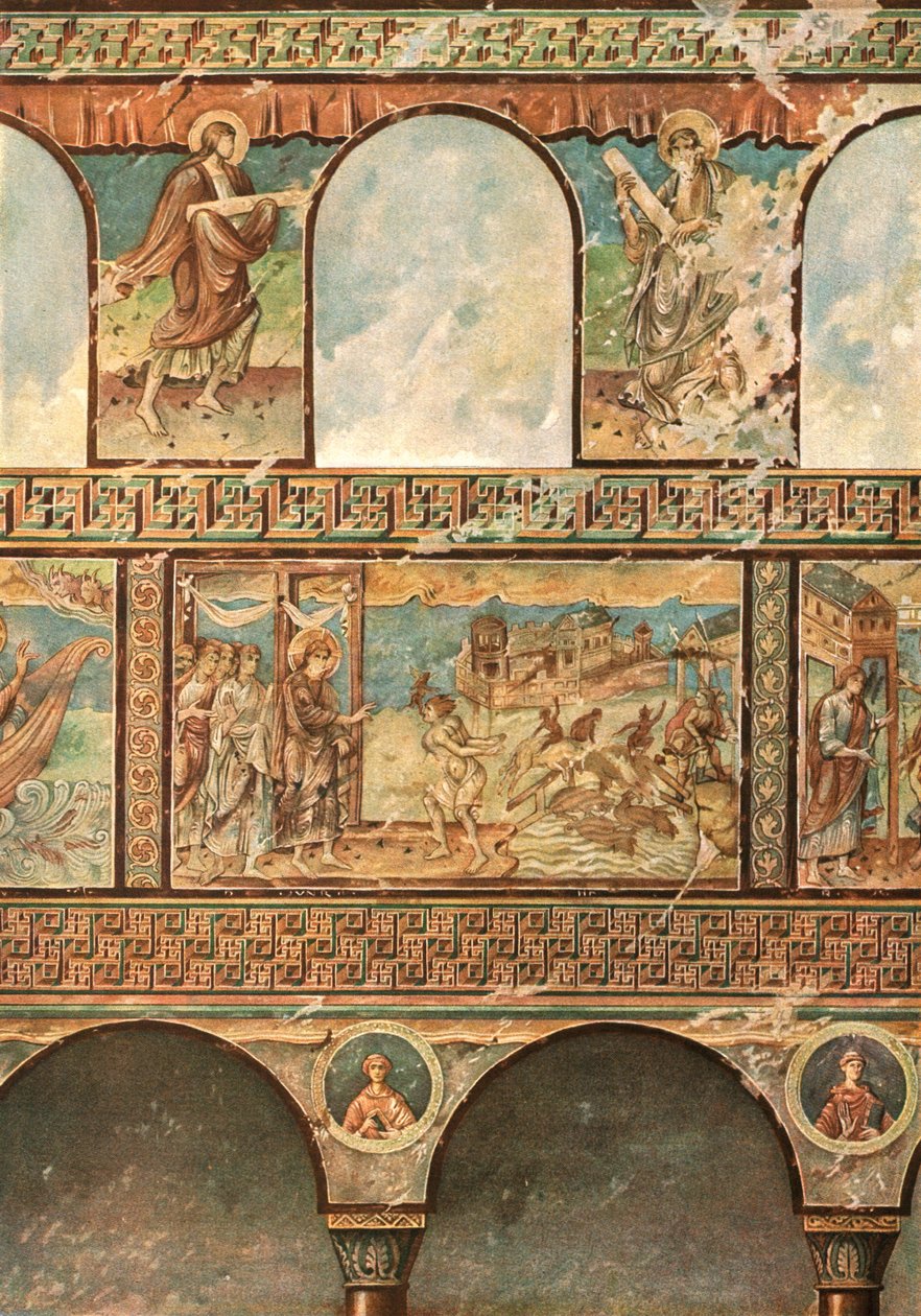 Falfestmények a Szent György-templomban, Oberzell, Reichenau, Németország, 1928. alkotó: Unbekannt