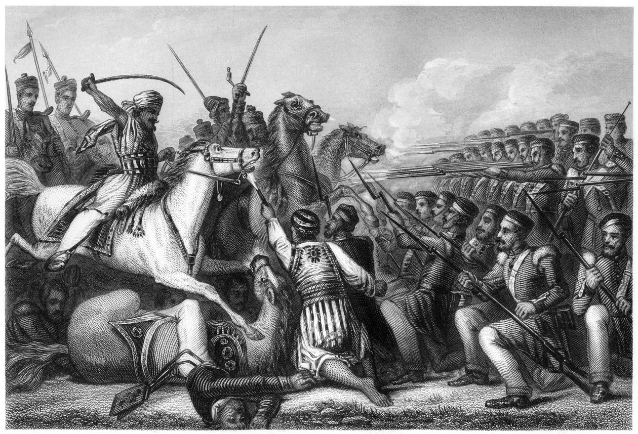 Lázadó lovasság megtámad egy gyalogsági teret a cawnpore-i csatában, 1857, c1860 alkotó: Unbekannt
