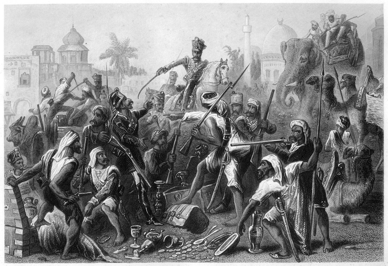 Mutinous Sepoys osztja a zsákmányt, 1857, c1860 alkotó: Unbekannt