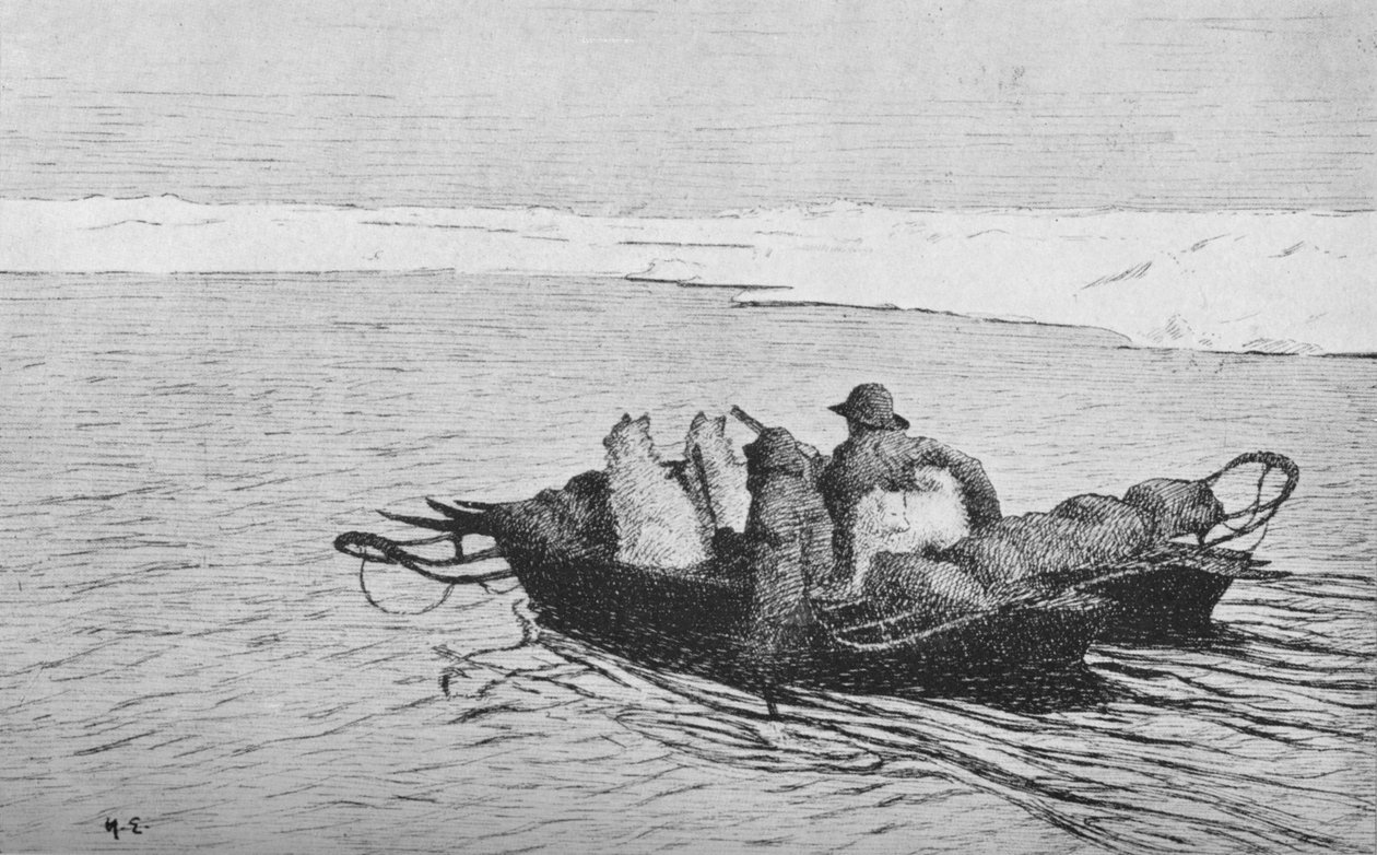 Nansen és Johansen átkel a repedésen a jégen, 1896, 1928 alkotó: Unbekannt