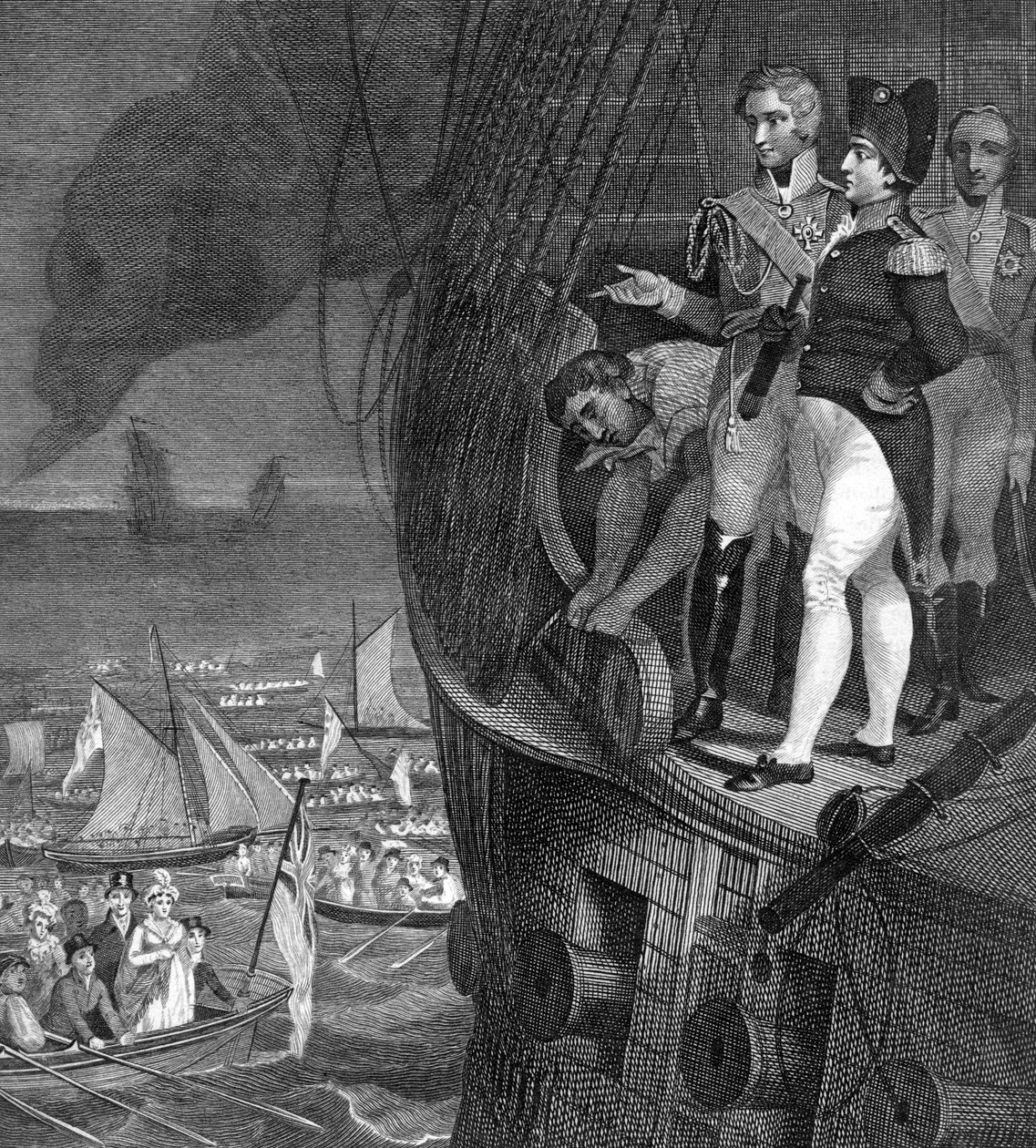 Napóleon Bonaparte 1721-1818 a Bellerophon fedélzetén Plymouth partjainál, 19. század alkotó: Unbekannt