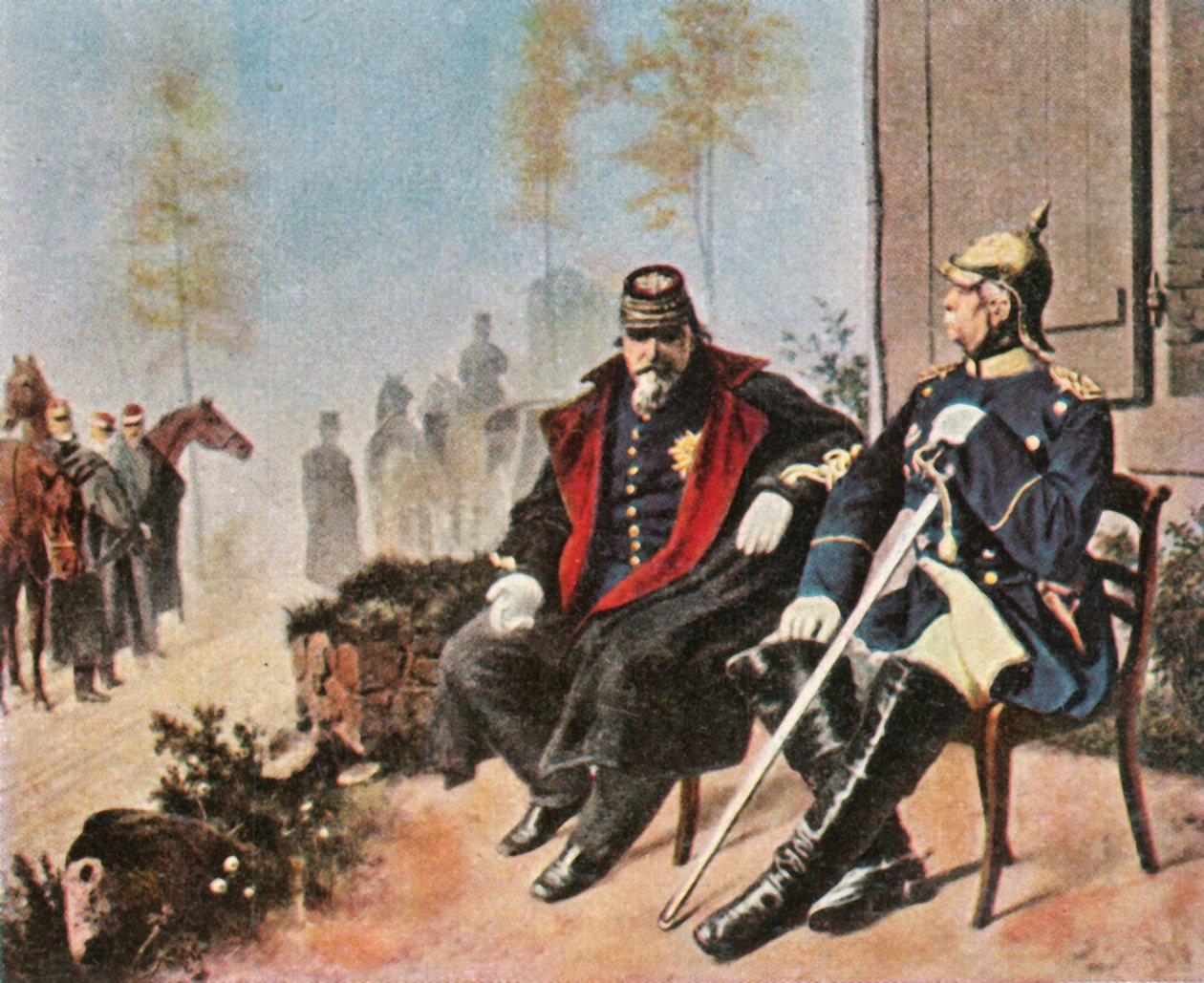 III. Napóleon és Bismarck a takácsháznál Doncheryben, 1870. szeptember 2-án, 1936. alkotó: Unbekannt