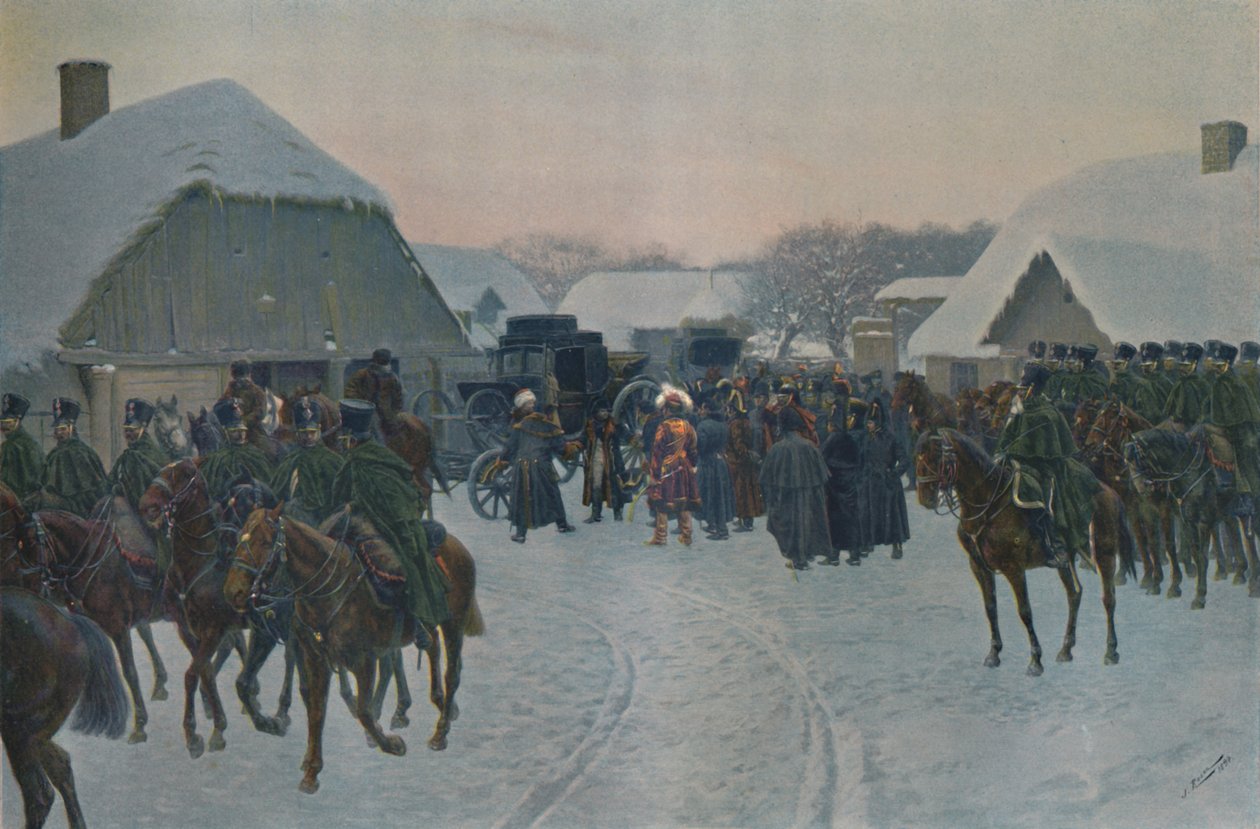 Napóleon elhagyja a francia hadsereget Smorgoniban, 1812, 1896. alkotó: Unbekannt