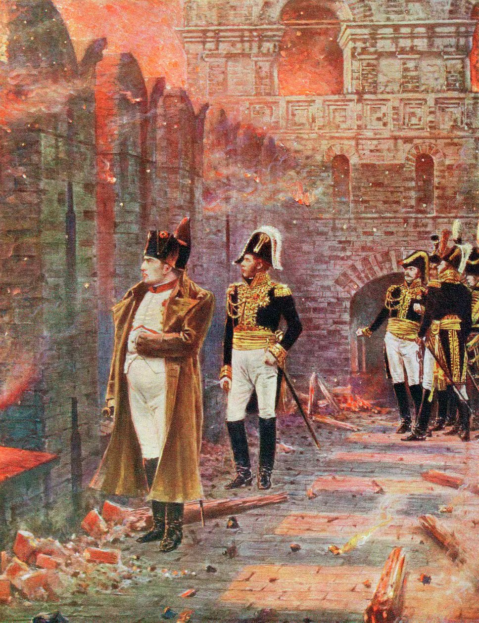 Napóleon és munkatársai Moszkva felgyújtását nézték, 1812, 19. század vége alkotó: Unbekannt