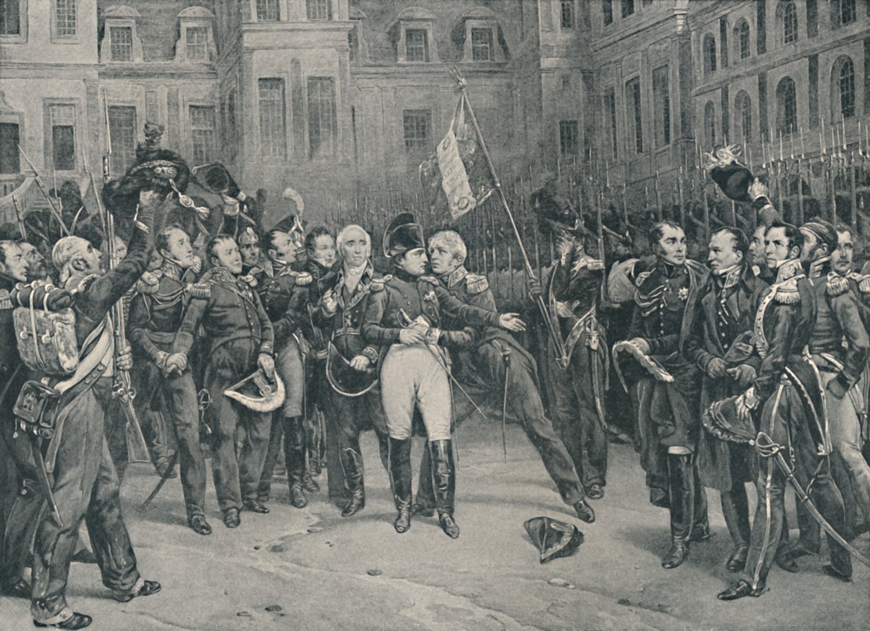 Napóleon búcsúja a császári gárdától Fontainebleau-ban, 1814. április 20., 1896. alkotó: Unbekannt