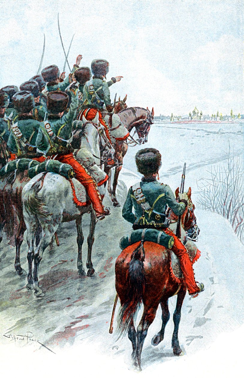 Napoleons Grande Armee megpillantja Moszkvát, 1812, 19. század vége alkotó: Unbekannt
